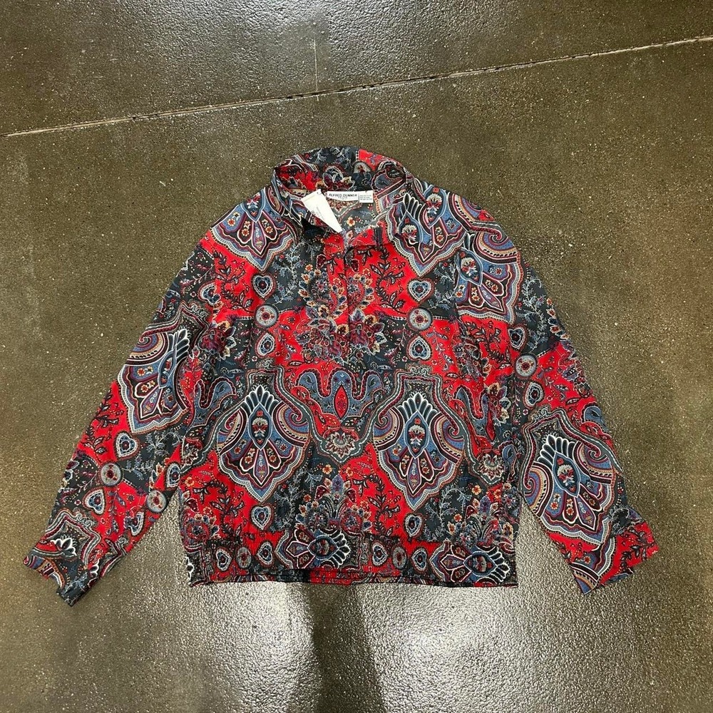 Vintage 90s Alfred Dunner Red Paisley Long Sleeve Button Up Shirt Women's 16